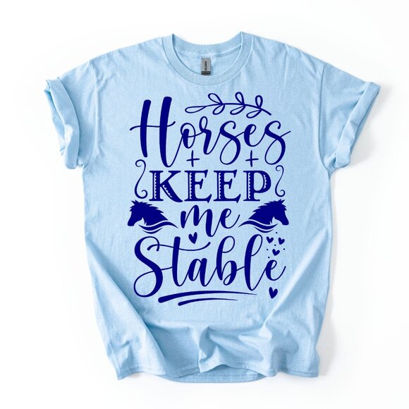 Equestrian Life Shirt Horse Stable Blue Gift for Rider Barn Girl Women's Top - Picture 1 of 3
